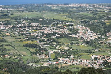 Panoramic view of Sintra town, Portugal, seen from the Moorish Castle.