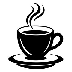 Elegant Cup of Coffee Vector Silhouette on White Background – Perfect for Design Projects