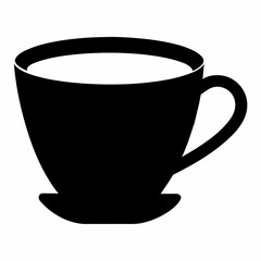 Elegant Cup of Coffee Vector Silhouette on White Background – Perfect for Design Projects