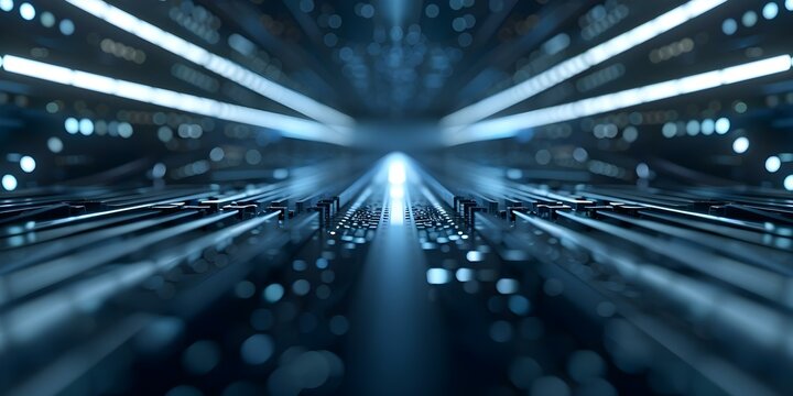 Digital system integrating AI hardware data communication memory technology for efficient processing. Concept Digital Systems, AI Hardware, Data Communication, Memory Technology, Efficient Processing