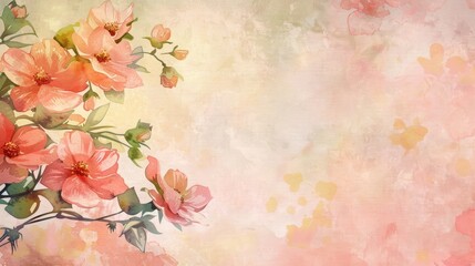 Watercolor floral border on a pastel background - A soft pastel background adorned with a watercolor-style floral border, suitable for gentle and artistic presentations