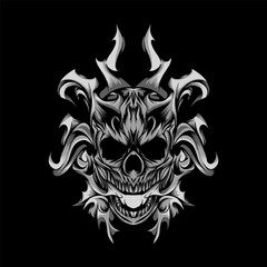 dark skull head vector illustration