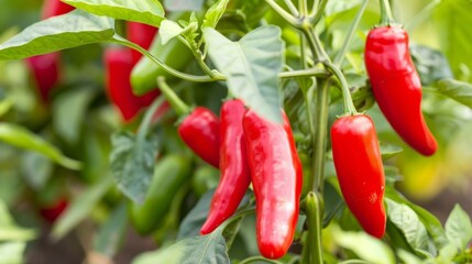 Red Chili Peppers on Plant