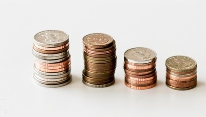 Precious Metals: Stacked Coins Illustrating Savings, Wealth, or Investment