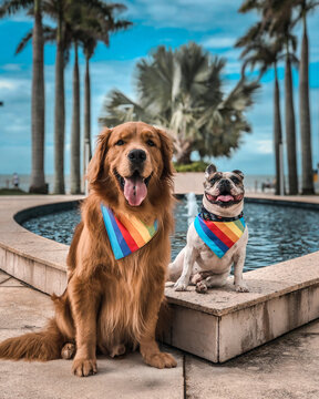 Cachorro com bandana lgbt