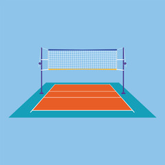 Volleyball court floor vector icon. Volleyball net. Volleyball sports floor net