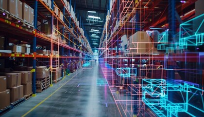 Augmented reality optimizing warehouse package handling in futuristic supply chain operations