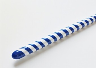 Nautical Blue and White Striped Pen with Clear Tip, Set Against Plain Backdrop