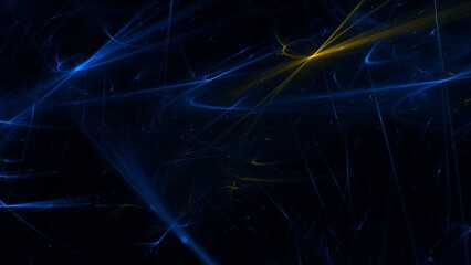 Futuristischer Lichteffekt in hell leuchtender Energiestruktur, blau, gelb,Geschwindigkeitseffekt, abstrakte Lichtlinien, Energiestrahlen, innovativ, Technologie, Wissenschaft
