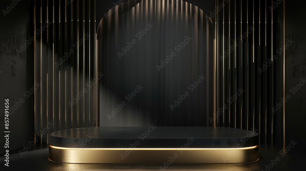 Sticker black and gold podium for product display