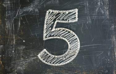 Vintage Chalkboard with Number Five