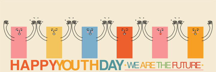 Happy International Youth Day. August 12 International Youth Day. World Youth Day awareness. Perfect for poster, banner, greeting card, background, flyer, template. Vector illustration