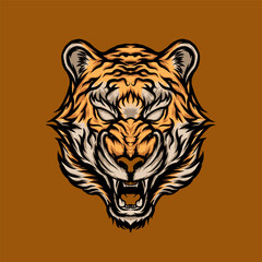 The tiger head vector illustration design