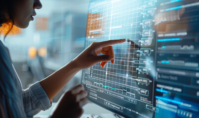 Project Management Concept: Manager Updating Tasks, Milestones, Gantt Chart on Tablet for Business Planning, Teamwork, Development