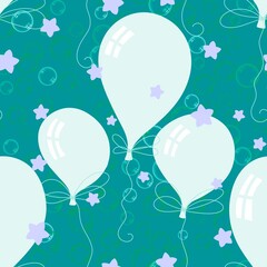Cartoon festive seamless birthday balloons pattern for wrapping paper