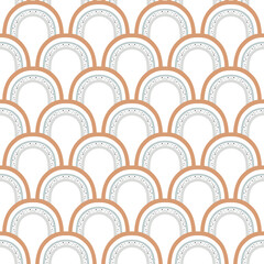 Scallop pattern. Children's cute background with a rainbow. Good for greeting cards, banners, textiles, gifts, baby clothes. Vector illustration.
