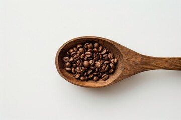 Obraz premium Organic Beans in Wooden Spoon, High Quality Ground Coffee