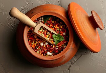 Cooking Spices in a Mortar and Pestle