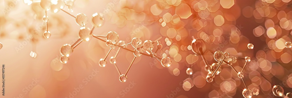 Aufkleber Abstract Hexagonal Molecule Adorned With Dots on a Wheat-Colored Background
