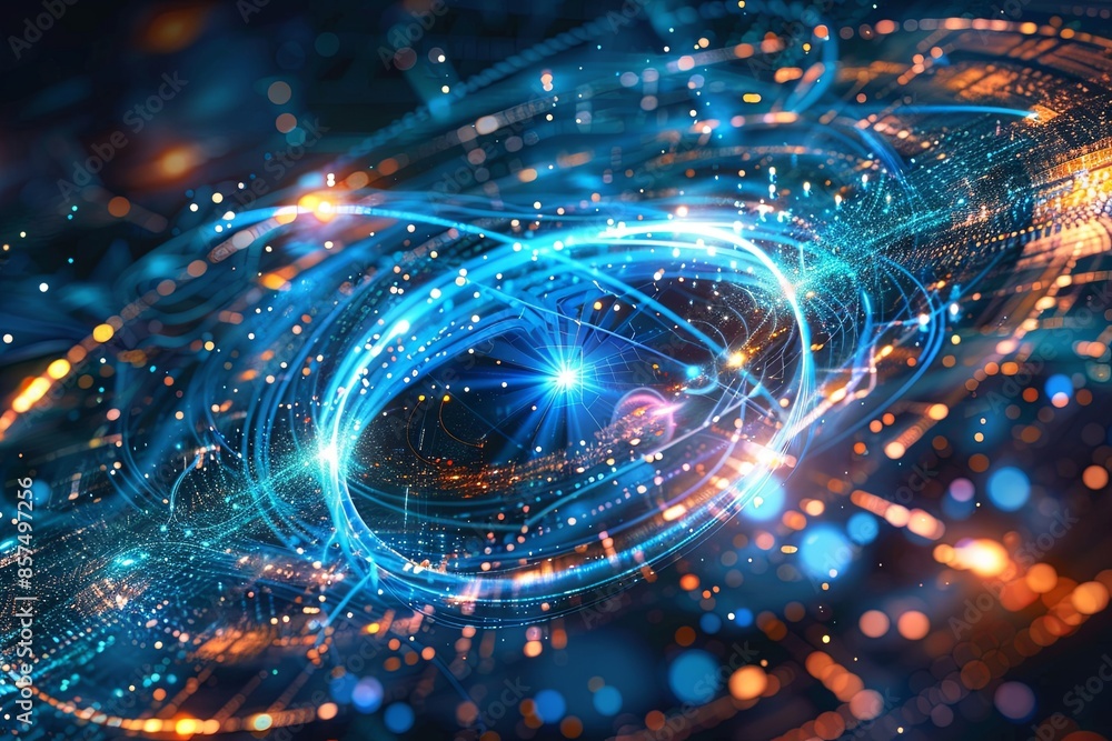 Poster abstract visualization of quantum technology and its impact on everyday life