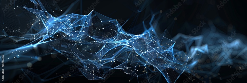 Aufkleber abstract plexus blue ai-generated interconnected geometrical shapes