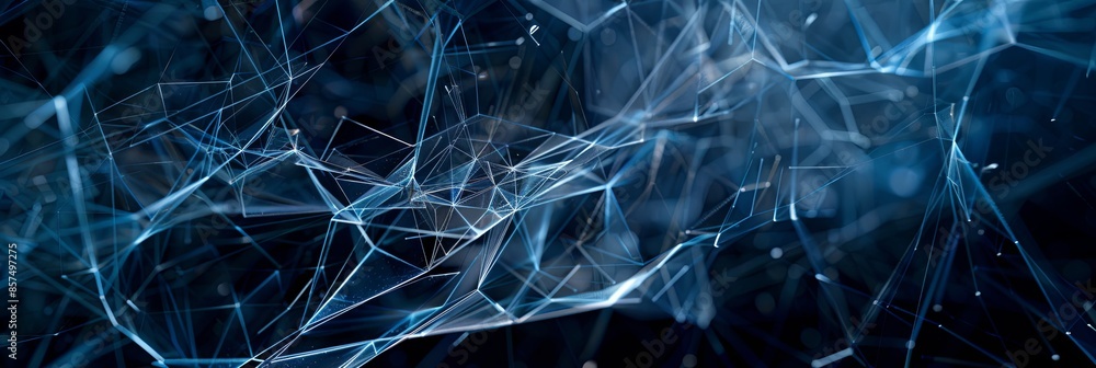 Poster Blue abstract plexus intricate network lines and shapes creates mesmerizing, interconnected pattern