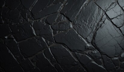 Abstract textured black surface with cracks and lines