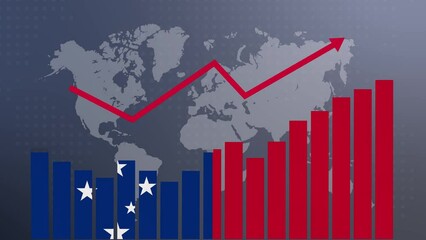 Samoa bar chart graph with ups and downs, increasing values, concept of economic recovery and business improving, businesses reopen, politics conflicts, war concept with flag - Powered by Adobe
