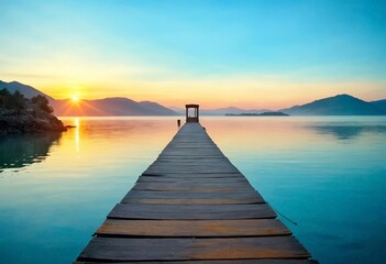 Naklejka premium sunset on the lake