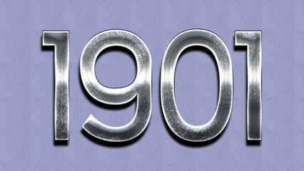 3D Chrome number design of 1901 on purple wall.