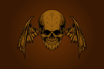 skull with devil wings vector illustration