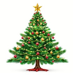 Fototapeta premium Decorating a Christmas tree with lights and ornaments brings holiday cheer, creating a festive atmosphere during winter. Its a tradition that brings happiness and celebrates the festive spirit