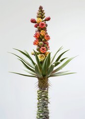 Vibrant Flowering Cactus in White Background