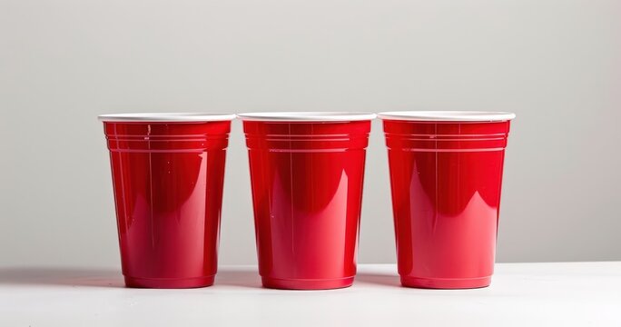 Red Plastic Cups: Clean and Unused, Perfect for a Party or Gathering