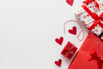 Create a captivating Valentines Day presentation with lovely red and white decorations, perfect for celebrating love and romance in a joyful and festive way, ideal for surprising your sweetheart