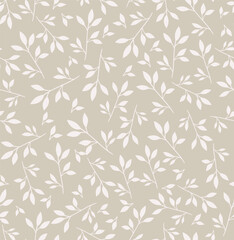 Vector pattern illustration of randomly scattered delicate leaves. Editable artwork for fabrics, backgrounds, wallpaper and wrapping paper.