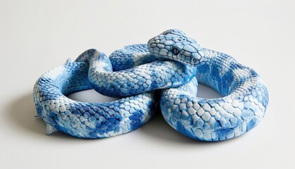Vibrant Blue Snake Print Coasters on a White Surface