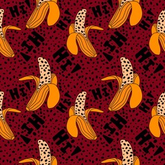 Abstract cartoon summer fruit seamless banana pattern for wrapping paper