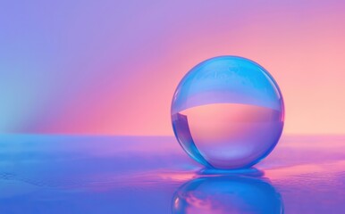 Transparent Bubble on Vibrant Light Purple Background, Crystal Ball Photography
