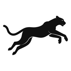 Majestic Cheetah Leaping in Mid-Air: Stunning Solid Black Silhouette Pose
