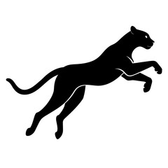 Majestic Cheetah Leaping in Mid-Air: Stunning Solid Black Silhouette Pose