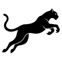Majestic Cheetah Leaping in Mid-Air: Stunning Solid Black Silhouette Pose