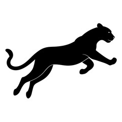 Majestic Cheetah Leaping in Mid-Air: Stunning Solid Black Silhouette Pose