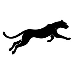 Majestic Cheetah Leaping in Mid-Air: Stunning Solid Black Silhouette Pose