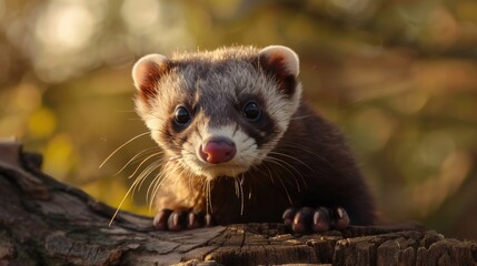 Fototapeta premium Close Up of a Curious Ferret