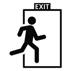 Set of Emergency exit icon collection. Running man and exit door sign. Vector Illustration.