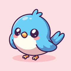 Adorable Kawaii Blue Bird Illustration