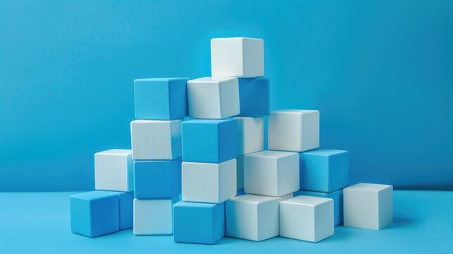Children s growth using white and blue building blocks