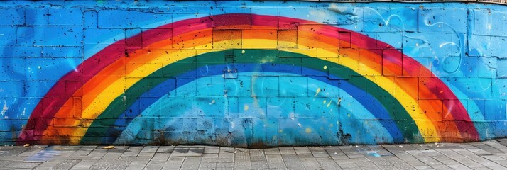 Fototapeta premium Urban Rainbow: Vibrant Colors on Concrete