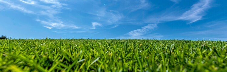 Obraz premium Serene Landscape: Grassy Field Under Clear Sky